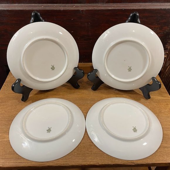 Set of 4 MZ Austria Hand Painted Salad Dessert Plates Daisy Columbine Wild Rose - Picture 11 of 12